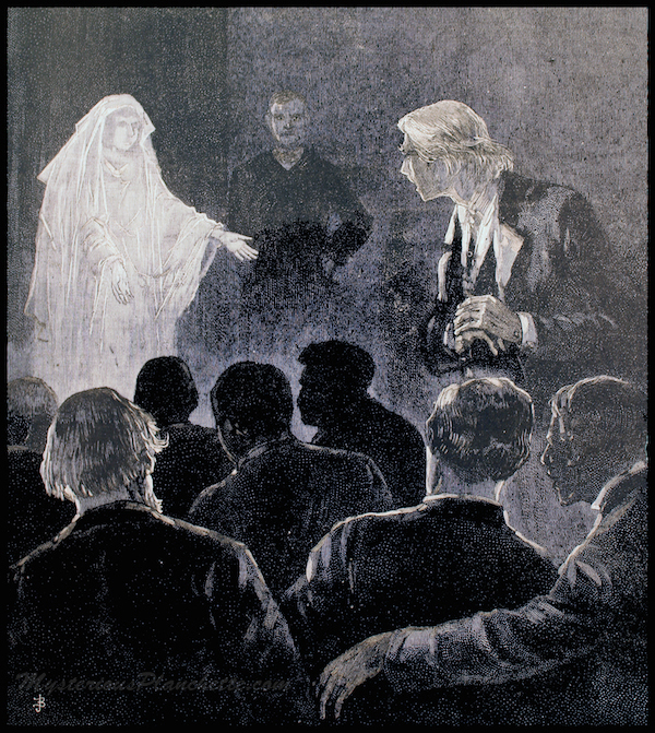 Spirit photo 1888 May 12 Frank Leslies NewspaperGhost Manifests at Seance WM